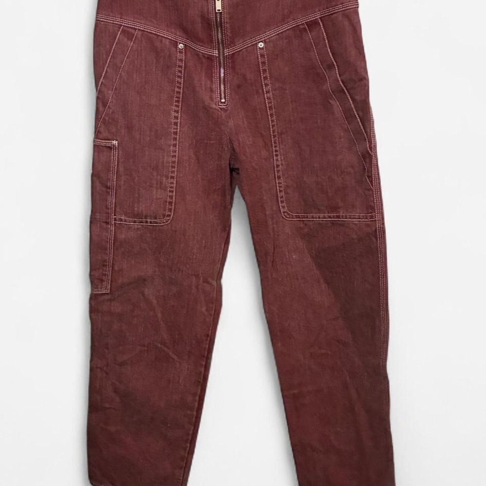 Isabel Marant Étoile Phil Dusty Rose Bordeaux Cargo Sz 42 Jeans w/ high rise